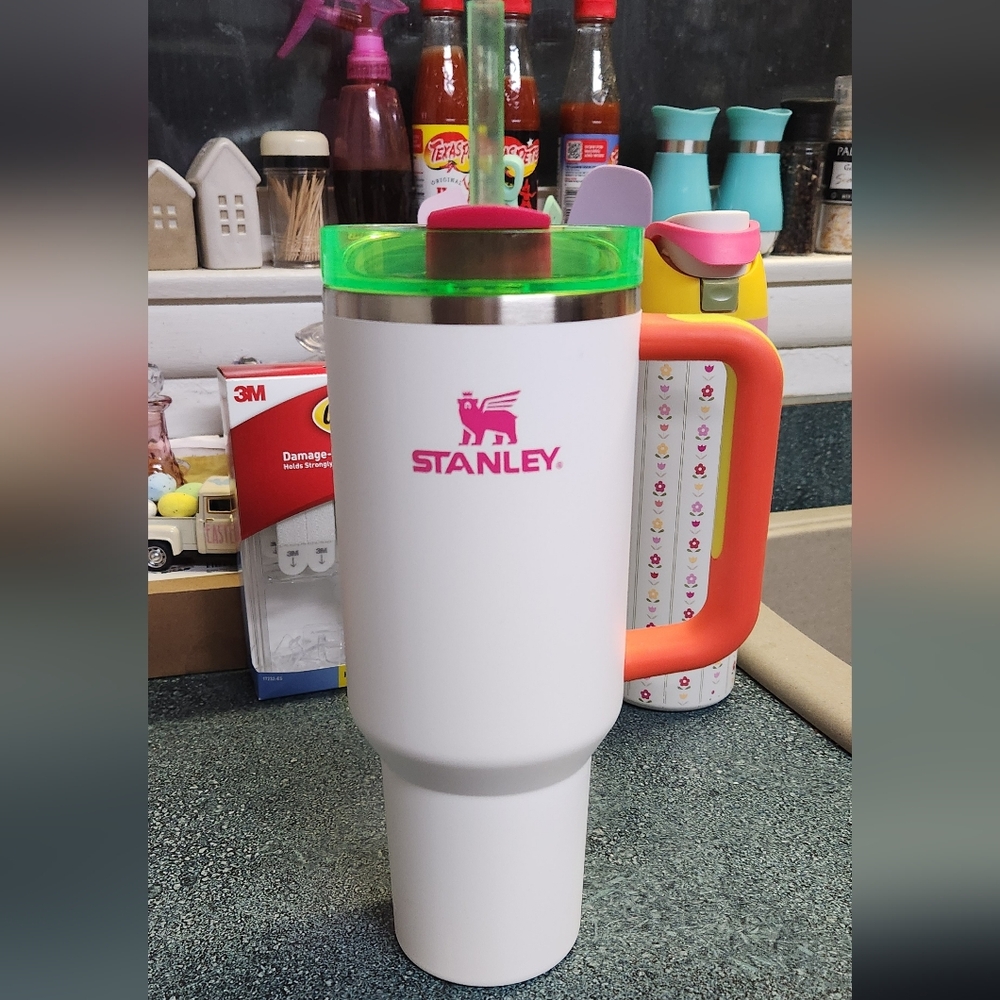 40oz. Stanley White Neon Tumbler